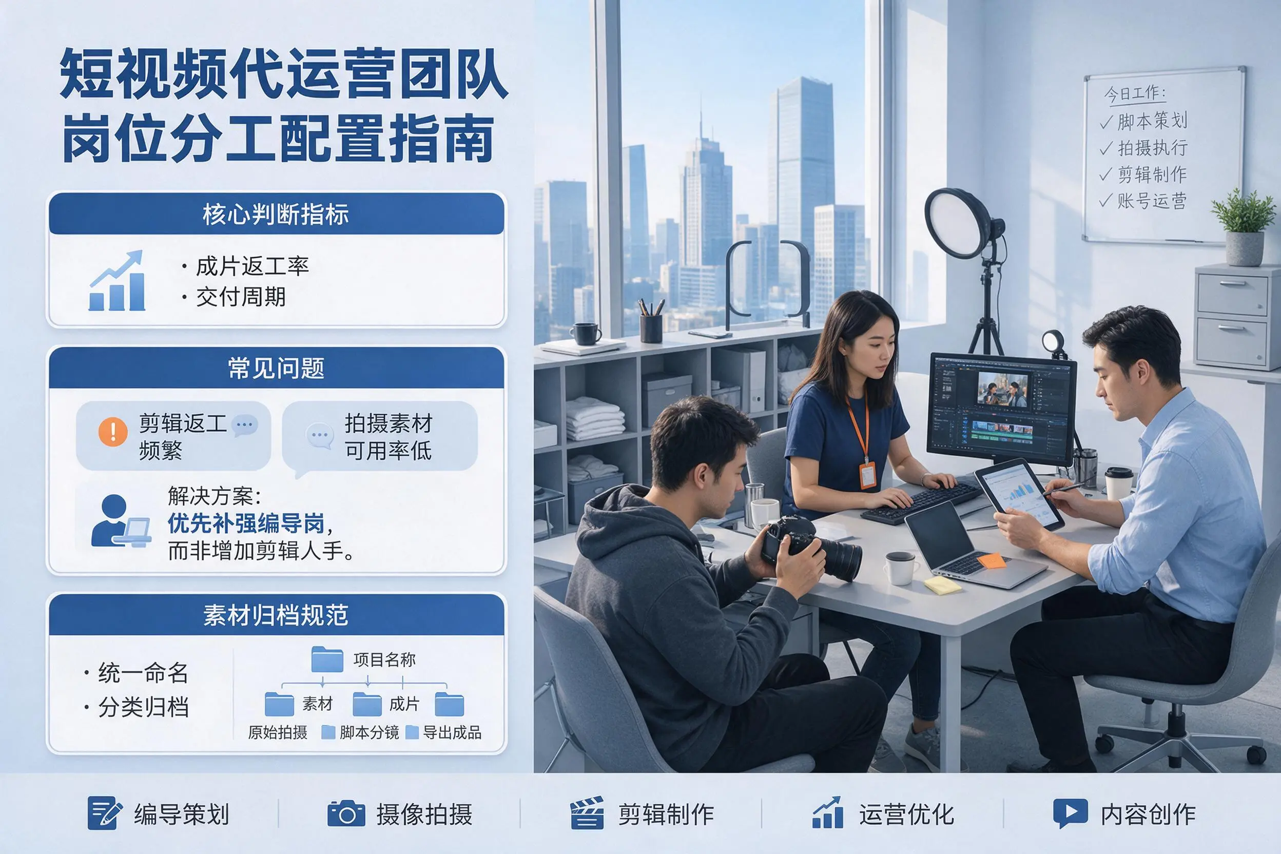 短视频代运营团队如何配置?潍坊企业岗位分工科普说明