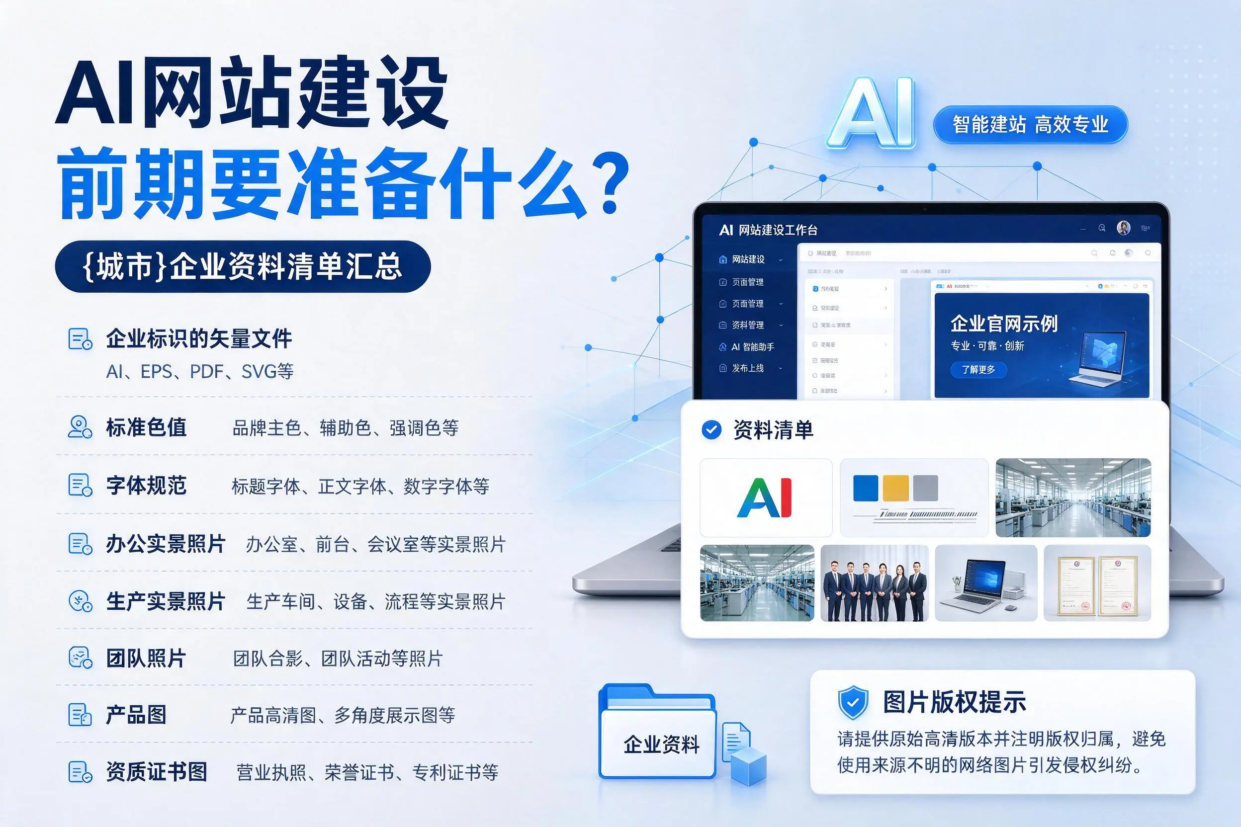 AI网站建设前期要准备什么?潍坊企业资料清单汇总